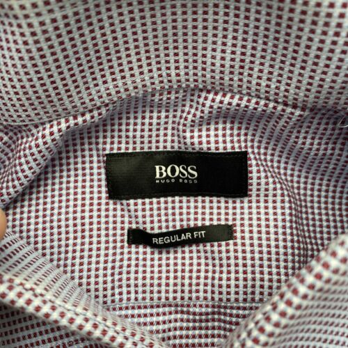 Hugo Boss Dress Shirt Mens Regular Fit Blue And Red Long Sleeve 15.5 /33