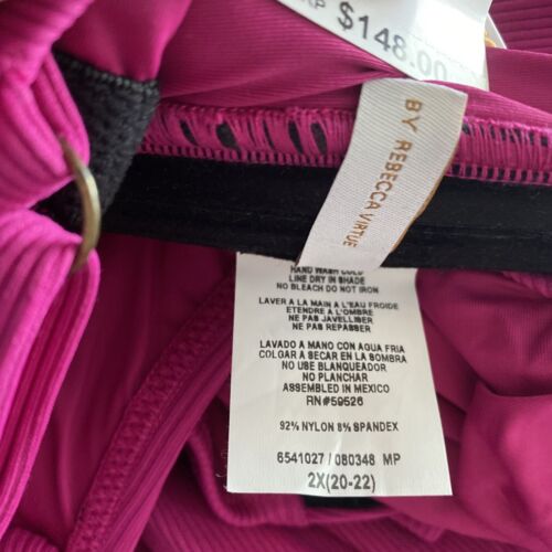 Becca ETC POMEGRANATE Plus Size Asymmetrical-Neck Swimsuit, US 2X(20-22)