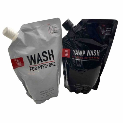 Beast Wash for Everyone & Yawp 16oz Refill Pouch All-in-1 Hair Body & Beard Wash
