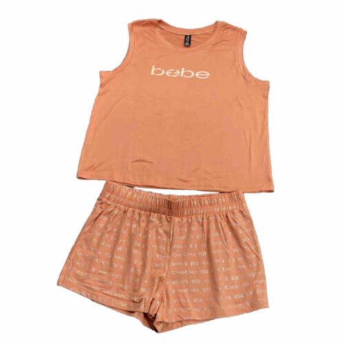 bebe Womens Pajama Sets Button Down Shirt and Shorts Sleepwear Pink Size M