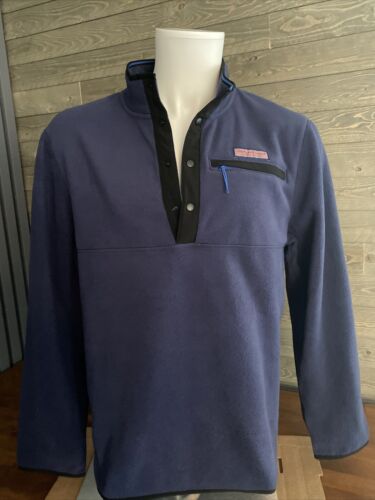 Vineyard Vines Mens Large 1/4 Button Fleece Pullover BLUE