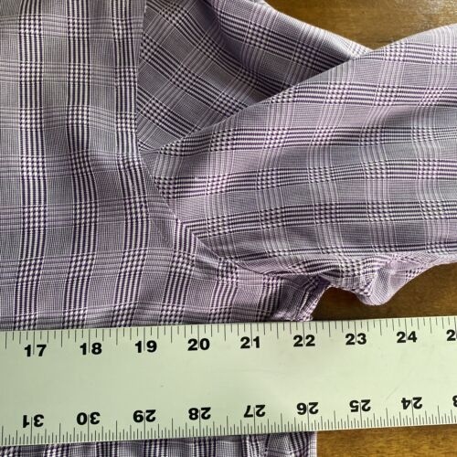 Hugo Boss Dress Shirt Mens 15.5 Blue Striped Purple Sleeve Finest Italian Fabric