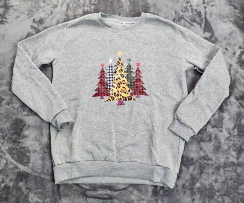 Womens Christmas Long Sleeve Lightweight Sweater Gray Medium