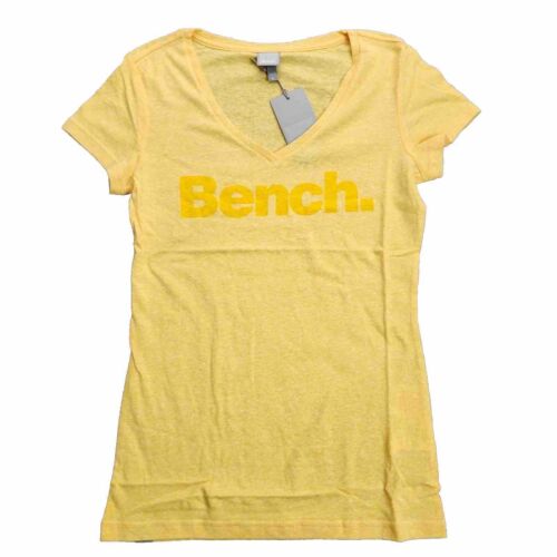 Bench Urbanwear Womens Yellow V-Neck Athletic T-Shirt size Small