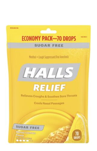 Halls Sugar Free Cough Drops - Honey Lemon - 70ct