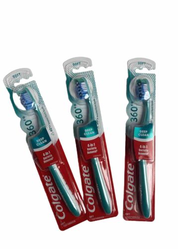 Colgate 360 Deep Clean Toothbrush with 4-in-1 Bacteria Removal, Soft (pack of 3)