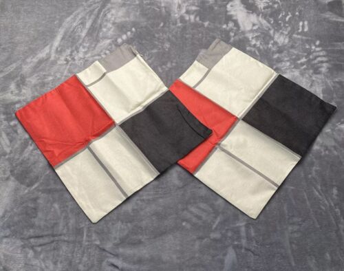 Cotton Woven Pillow Covers Set of 2 Modern Luxury Cushion Cases Red Black Gray