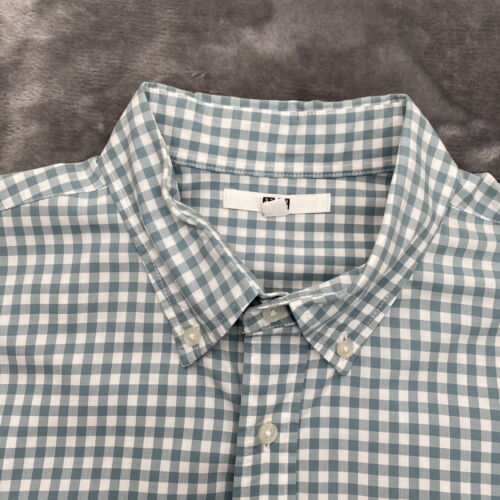 Uniqlo Button Down Green Gingham Men's Dress Shirt Size M