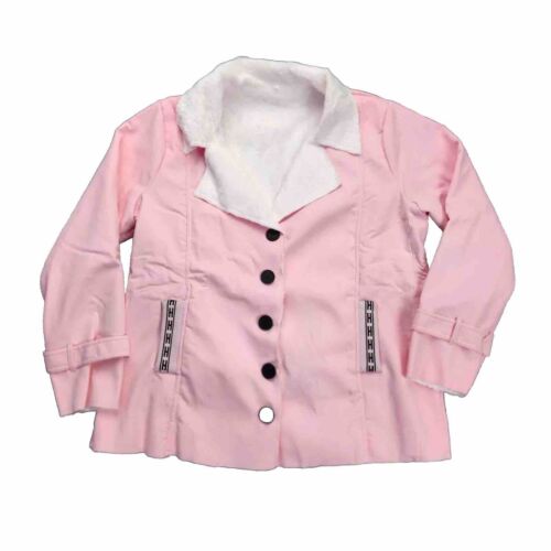 Women's Jacket  Fuzzy Fleece Open Front  Pink Large