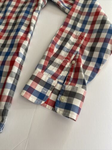 Jack Spade Blue Check Classic Long Sleeve Casual Mens Button Down Blue Red (med)