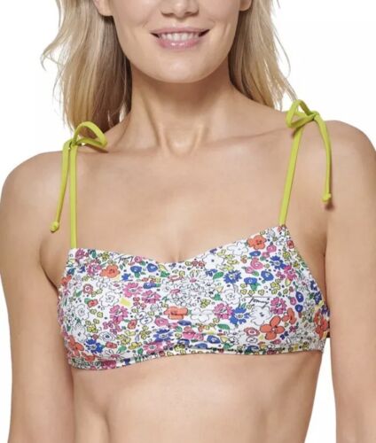 Tommy Hilfiger MULTI Tie-Strap Printed Bralette Swim Top, US Medium