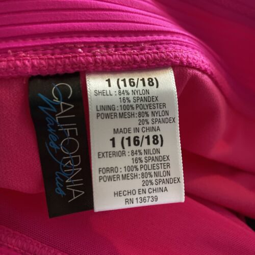 California Waves Bikini Swim Bottoms Fuchsia Pink Plus Size 1X 16/18 New