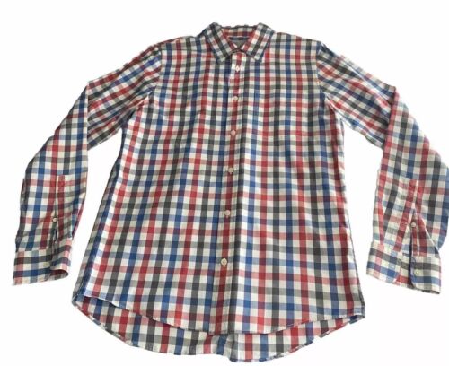 Jack Spade Blue Check Classic Long Sleeve Casual Mens Button Down Blue Red (med)