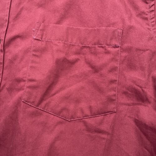 Vintage Eddie Bauer Button Down Shirt Mens T-XL Burgundy Herringbone