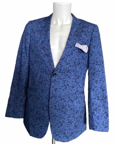 Perry Ellis Portfolio Blazer Sports Coat Jacket Slim Fit Suit Blue Men’s SZ 38R
