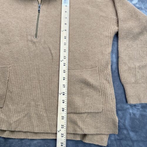 Madewell Glenbrook Half Zip Sweater Merino Wool High-Low Slouchy Brown Size M