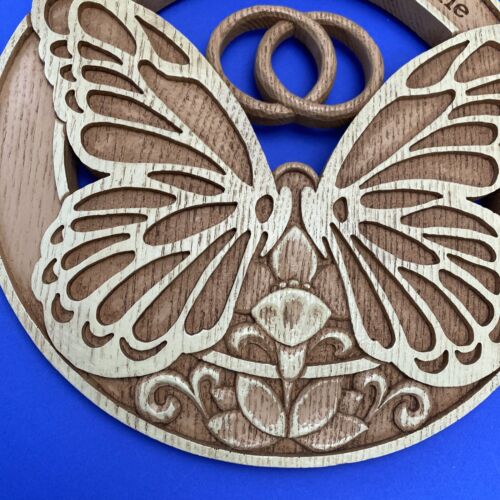 Vintage Wood Plaque Butterfly Wall Hanging Art Two Shall Become One 10 Inch