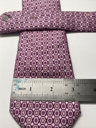 Canali Pink Geometric  Silk NECK TIE Made In Italy