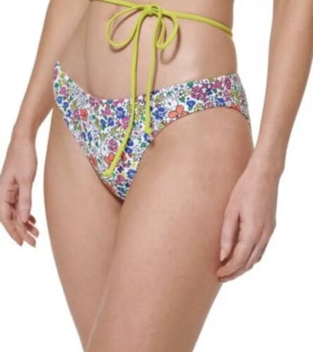 Tommy Hilfiger Floral MULTI High Leg Cheeky Waist Tie Bikini Swim Bottom, Medium