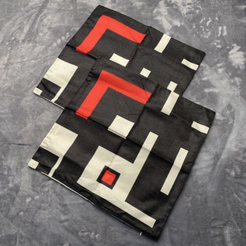 Cotton Woven Pillow Covers Set of 2 Modern Luxury Cushion Cases Red Black Gray