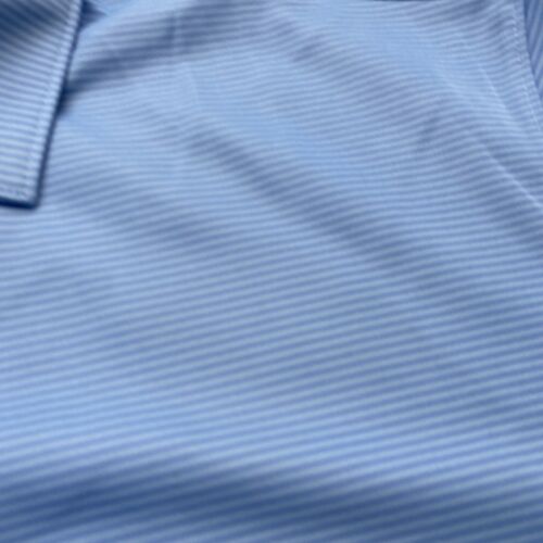 Greg Norman Golf Polo Shirt Men's Play Dry Performance Nany Blue Striped