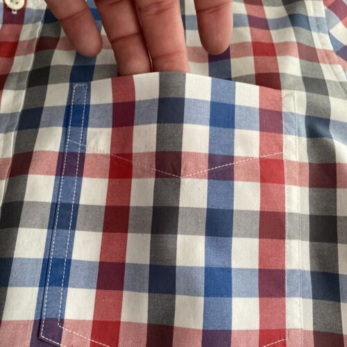 Jack Spade Blue Check Classic Long Sleeve Casual Mens Button Down Blue Red (med)