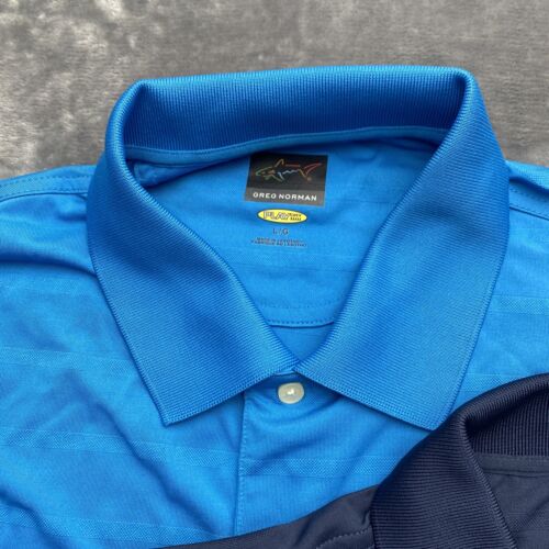 Greg Norman Golf Polo Shirt Men's Play Dry Performance Blue Bundle of 2 Shirts