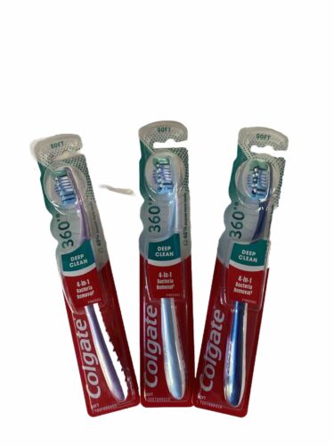 Colgate 360 Deep Clean Toothbrush with 4-in-1 Bacteria Removal, Soft (pack of 3)