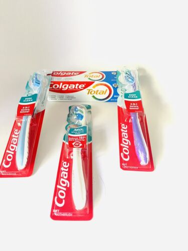 Colgate Total Whitening Anticavity Fluoride Toothpaste-3.3oz. + 3 Tooth Brushes