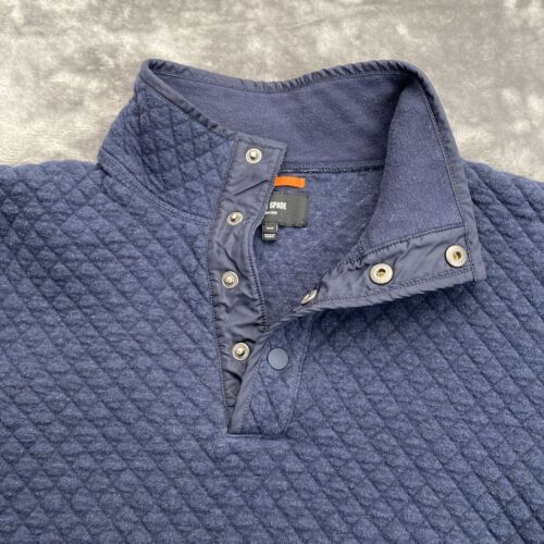 Jack Spade Sweater Mens Medium Blue Half Button Pullover Pillow Stitch