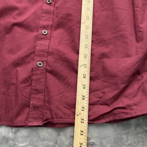 Vintage Eddie Bauer Button Down Shirt Mens T-XL Burgundy Herringbone