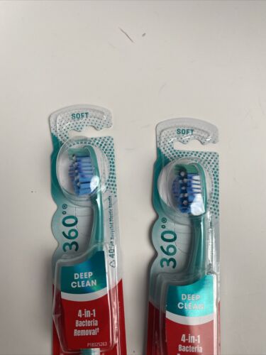 Colgate 360 Deep Clean Toothbrush with 4-in-1 Bacteria Removal, Soft (pack of 2)