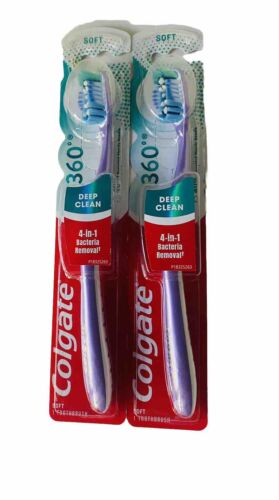 Colgate 360 Deep Clean Toothbrush with 4-in-1 Bacteria Removal, Soft (pack of 2)