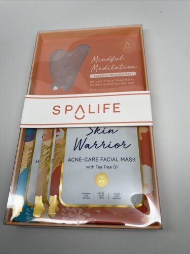 Spa Life Mindful Meditation Essential Skincare Set 3 Facial Masks 1 Gua Sha Tool