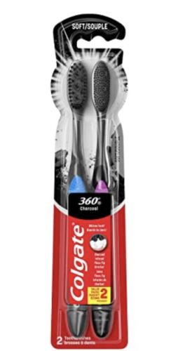 Colgate 360 2-Pack Charcoal Soft Bristles Toothbrush