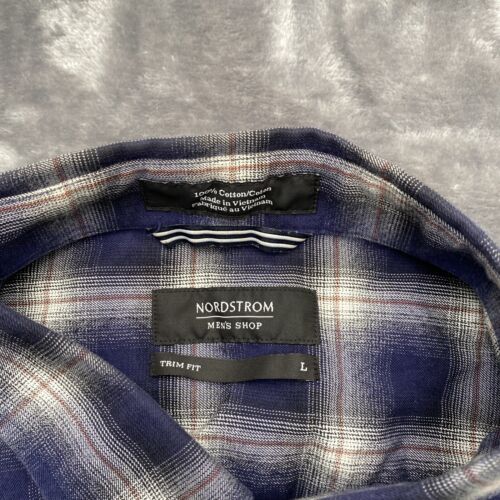 Nordstrom’s MensShop Plaid Button Down 100% Cotton Trim Fit Size L