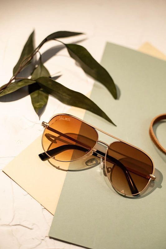 Ready to Ship | The Alex Gold / Caramel Tea - High Quality Unisex Aviator Sunglasses