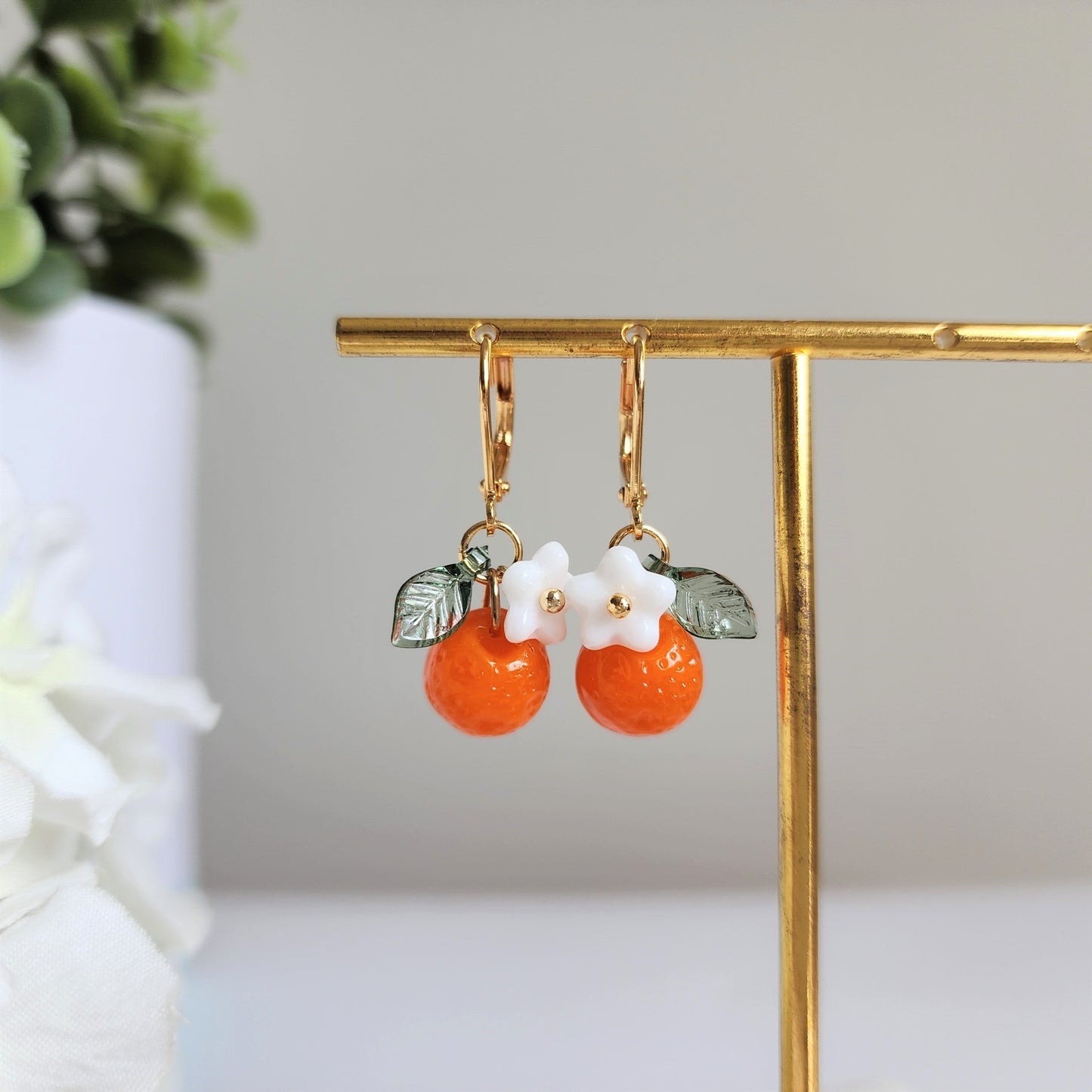 Orange Fruit Earrings | Handmade Fruit Earrings