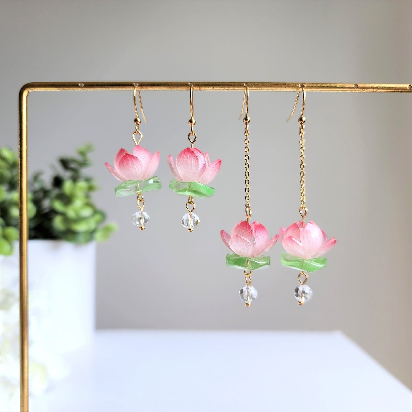 Water Lily Lotus Flower Blossom Earrings