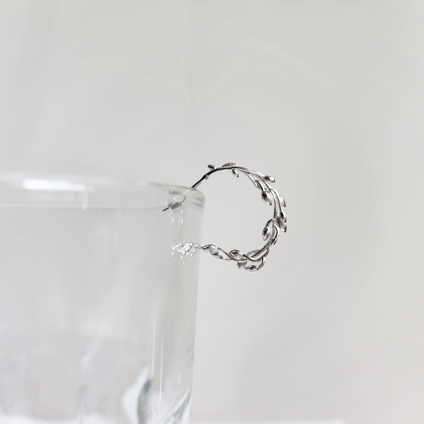 Olive Leaf Dangle Earrings | 925 Silver Plant Leaf Circle Earrings | Gift for Her