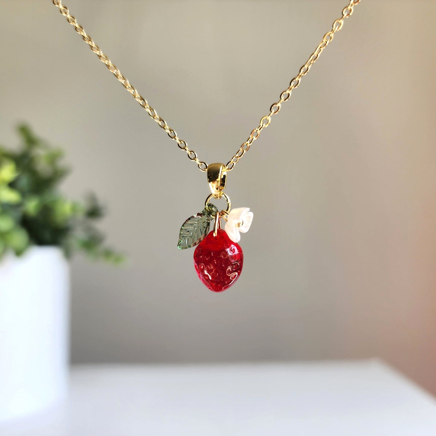 Custom Mini Strawberry Fruit Necklace