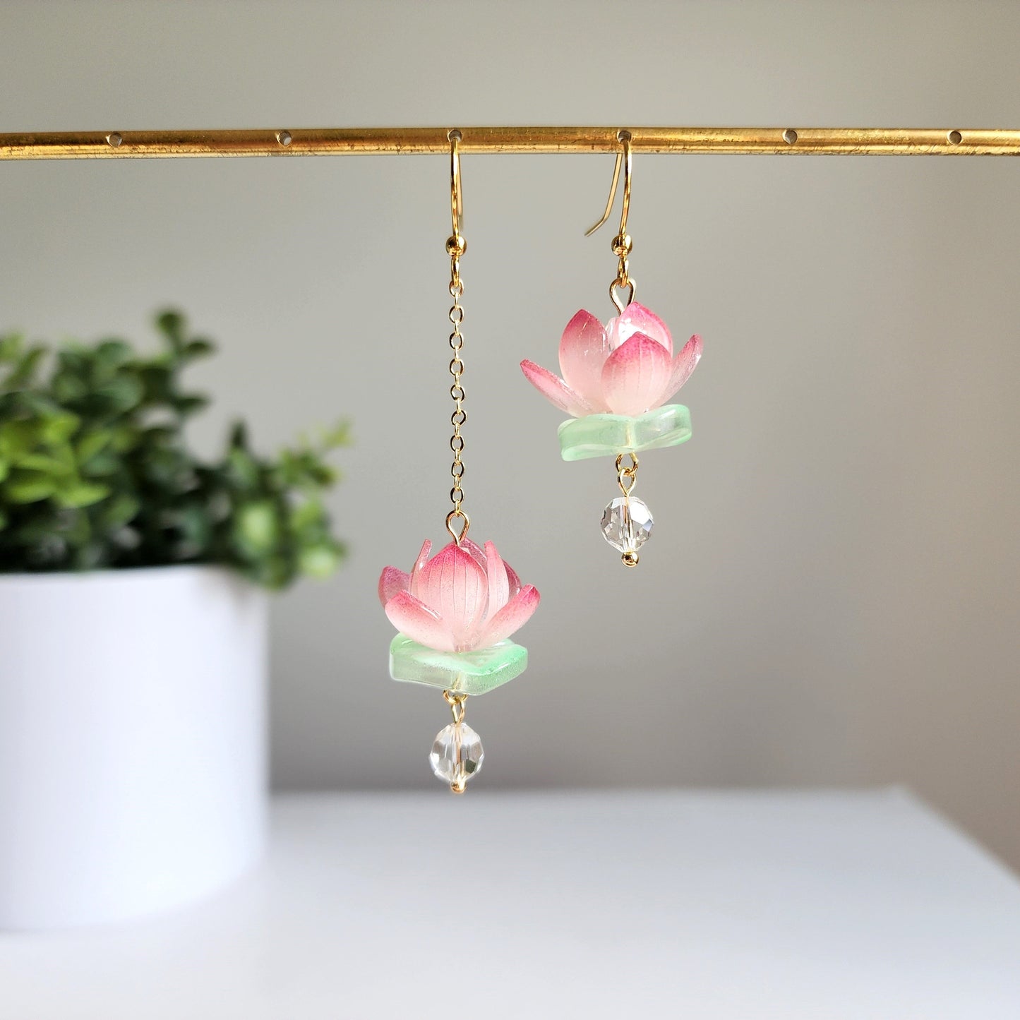 Water Lily Lotus Flower Blossom Earrings