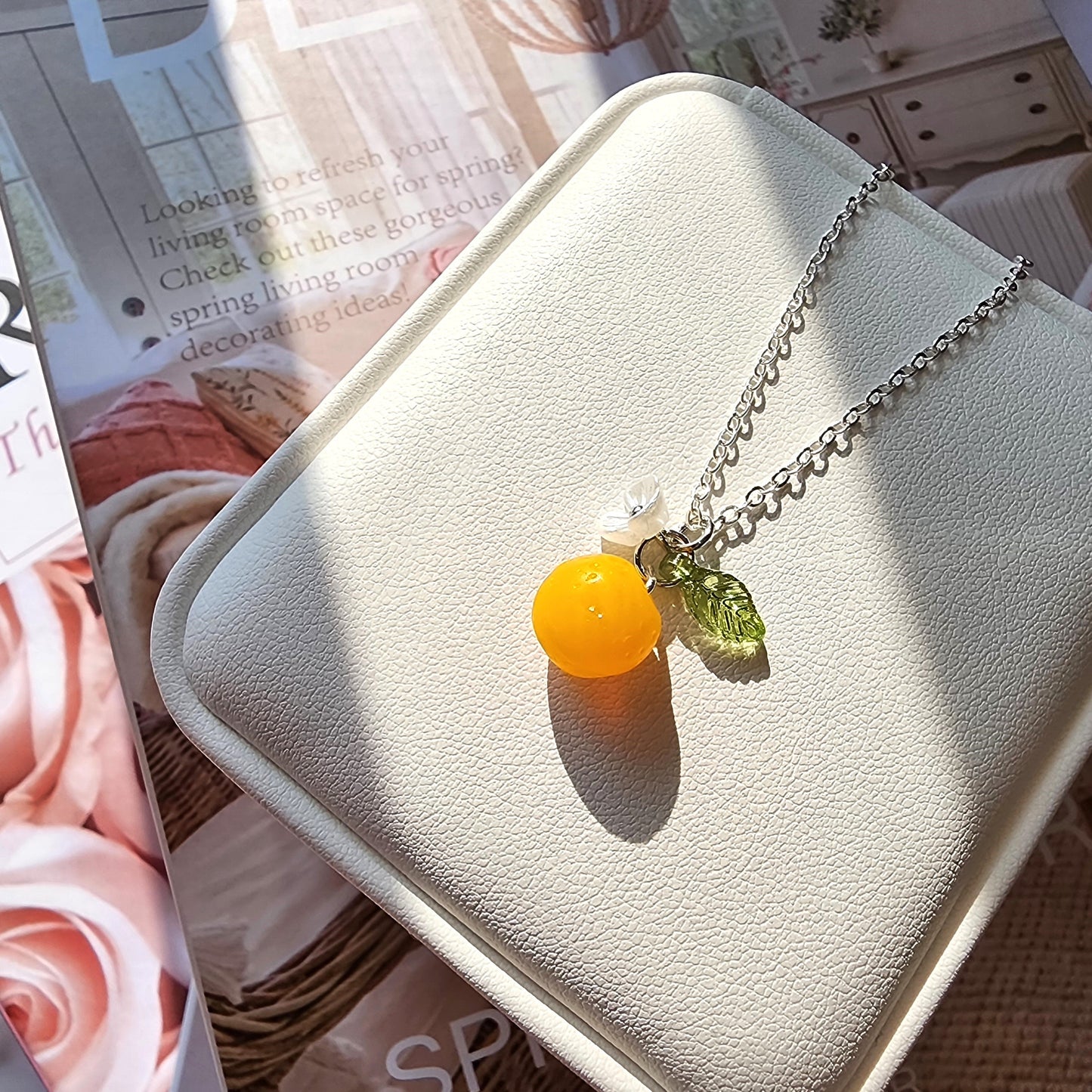 Custom Gold Orange Fruit Necklace | 14K Gold/925 Silver Plated Yellow Orange Necklace