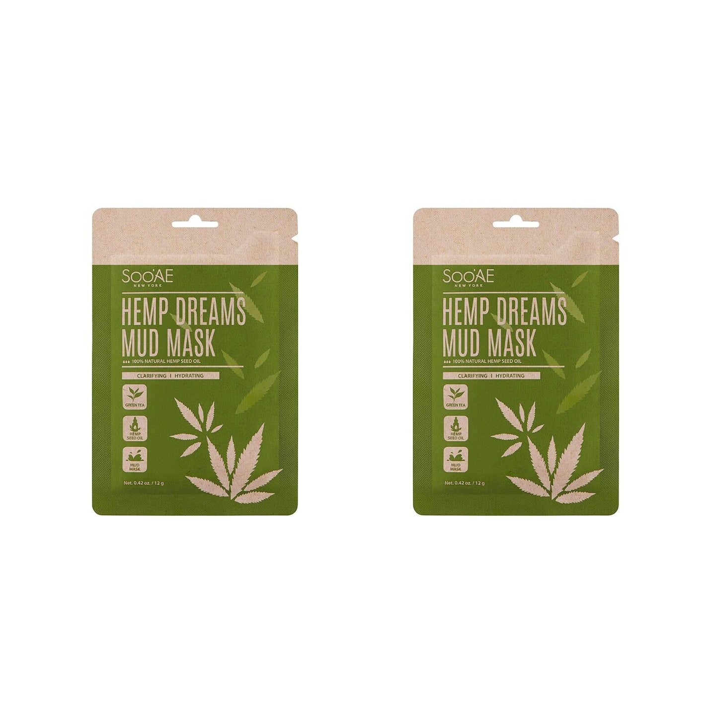 Natural Hemp Seed Oil Mud Mask Clarifying & Hydrating 12g 2pk