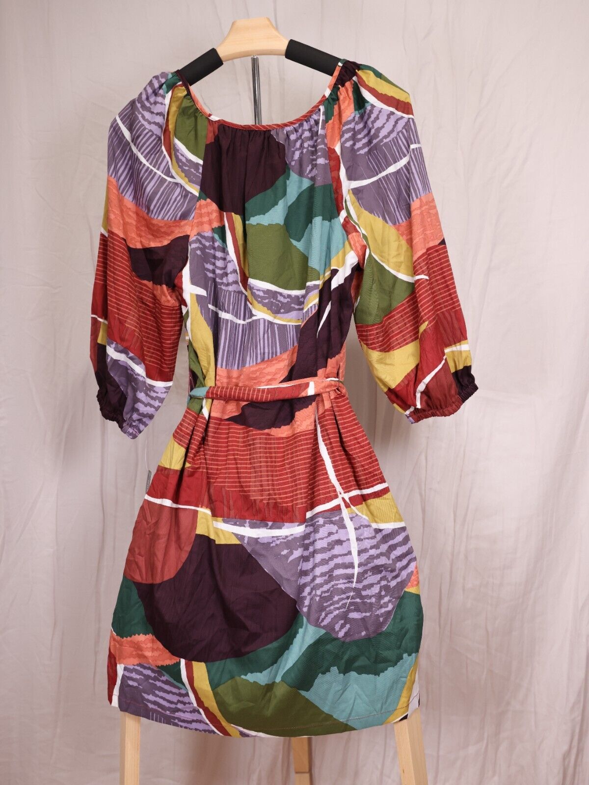 Donna Morgan Dress Wrap Belted Colorful Dress Size 6 (d8054m)