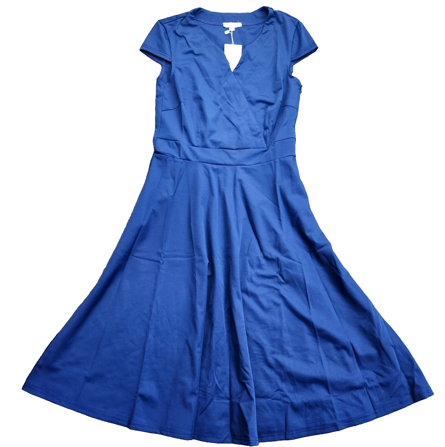 Womens Cap Sleeve Dress, Knee Length Casual Cocktail Dress Blue Medium