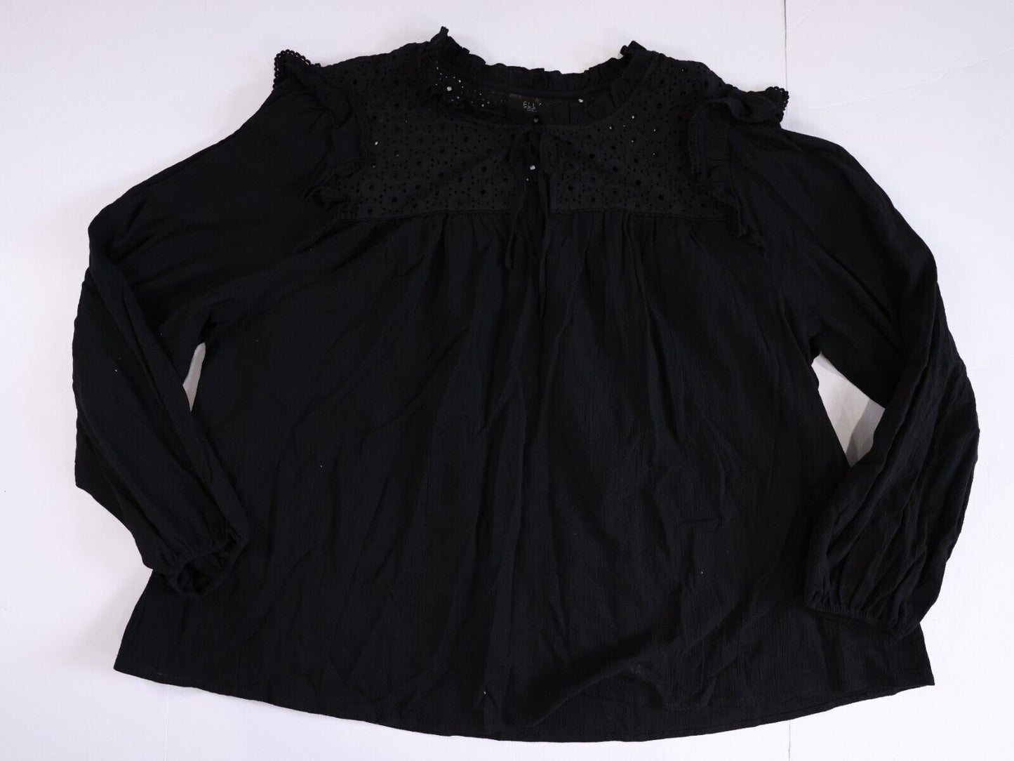 Ella Rafealla Size 3X Embroidered Blouse Black