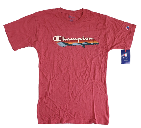 Champion NWT Men’s Size S Classic Redwood Red 100% Cotton Graphic Logo T-Shirt