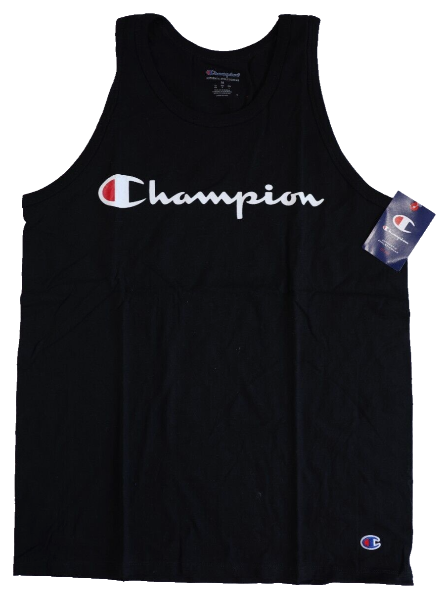 Champion Tank Top Mens Medium Classic Black Graphic Tank Muscle Shirt