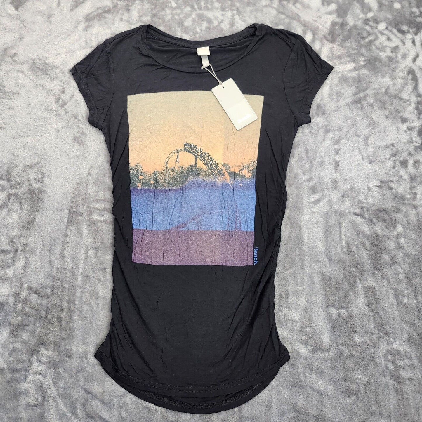 Bench Urban Wear Womens Cap sleeve On top of the world Graphic T-Shirt Size SM